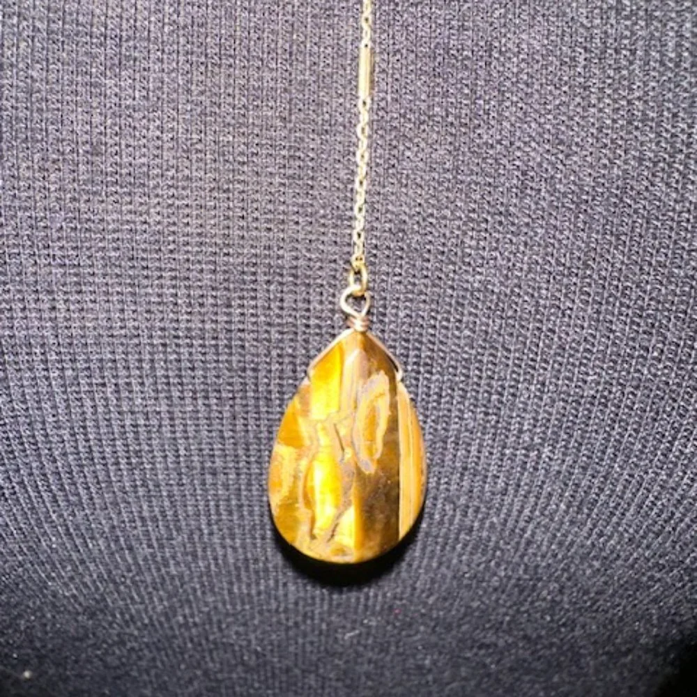 Tiger Teardrop Natural Stone Y Necklace 2027 NWT Boutique - Picture 3 of 10